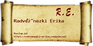 Radvánszki Erika névjegykártya